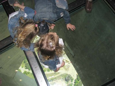 Kids on glass floor