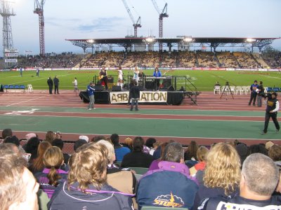 Abbaration at Melbourne Storm game