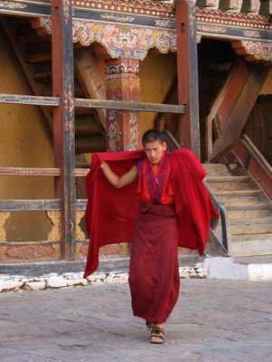 Buddhist monk, Trongsa Dzong, Bhutan