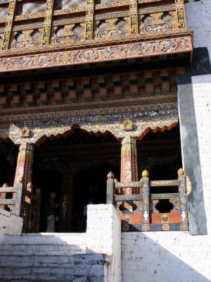 Entrance to the religous courtyard, Trongsa Dzong, Bhutan