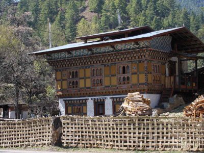 New house built in traditional style, Zungney, Bhutan