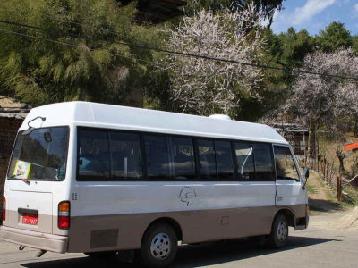 Our minibus at Zungney, Bhutan