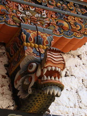 Detail of wood carving, Punakha Dzong