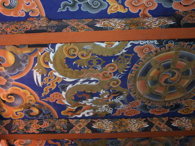 Ceiling painting in the temple, Punakha Dzong