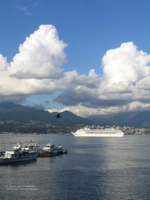 Cruise ship leaving the Port of Vancouver on an Alaska cruise