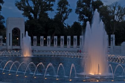 Floodlit fountains
