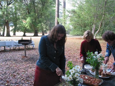 Bonnie and Diane getting dinner ready
