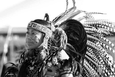 Tlacopan Aztec Dancers 07 067  B&W