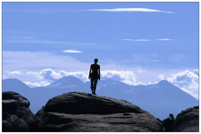 Silhouette With La Sal Mountains