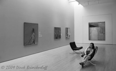 Relaxing in the Gallery B+W