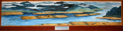 2125 Kam painting of log rafts being floated to market.