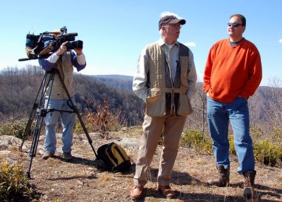 Austin,Jerry take in the awesome views from high above in Primland while cameraman Jeff get some footage