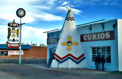 A second view of the Tee Pee Curious shop.