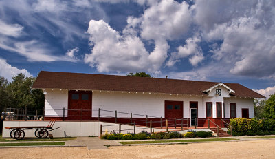 The nicely restored Muleshoe train depot.