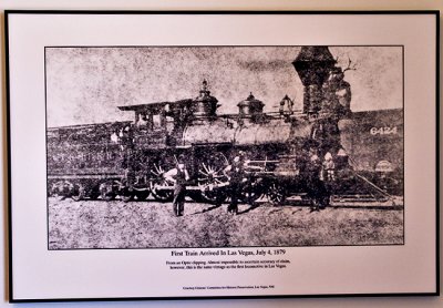 An early photo hung in the train depot