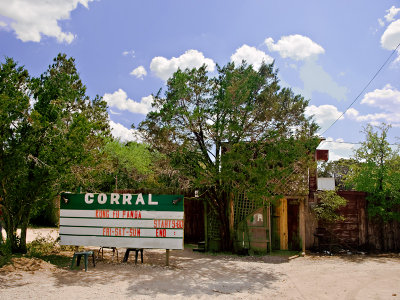 The theater sign  and Building  from the road.