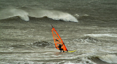 Wind surfer off Ogmore Beach