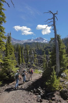 Obsidian Falls trail - North Sister & Middle Sister