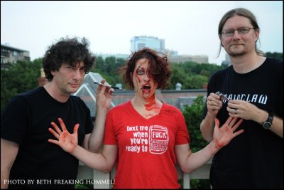Neil Gaiman, Amanda Palmer, & Kyle Cassidy on the set of who killed amanda palmer (photo Beth Hommell)