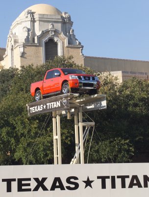 Texas Titan Display outside of the Music Hall