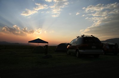 View from camp during sunset