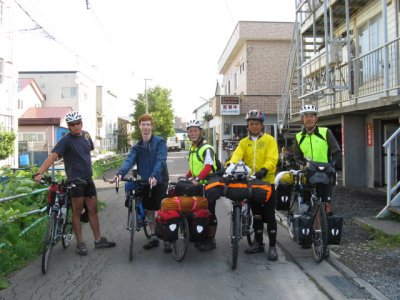 Day 12: After a convie store breakfast, we're ready to ride to the ferry.