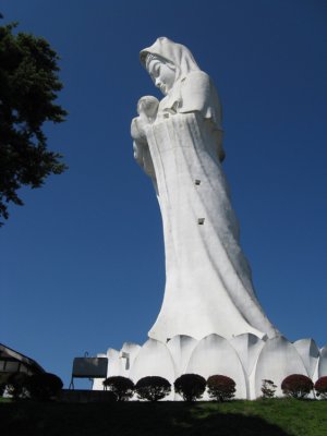 There are spiral steps to the top within the statue.