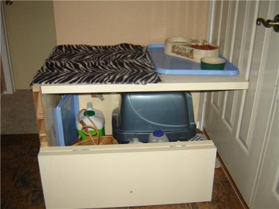 A Cat Cabinet open