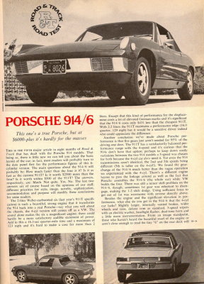 1970 July Road and Track Road Test Porsche 914-6 - Page 1