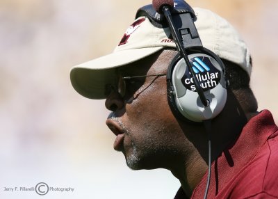 Mississippi State Head Coach Sylvester Croom shouts instructions to his team