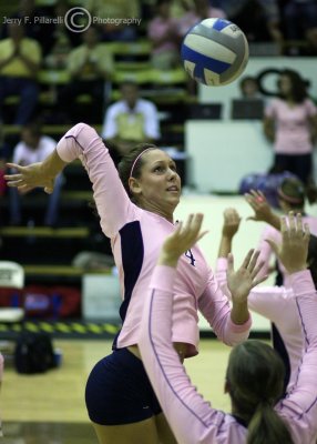 Yellow Jackets MH Miller eyes a set at the net