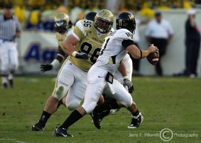 Georgia Tech DT Logan Walls chases Wake Forest QB Skinner