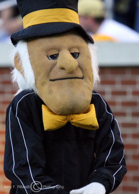 Wake Forest Demon Deacons mascot on the sidelines