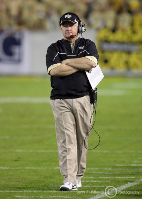 Wake Forest Demon Deacons Head Coach Jim Grobe paces the sidelines as the fourth quarter winds down