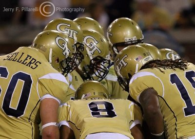 Yellow Jacket huddle during their first overtime possession