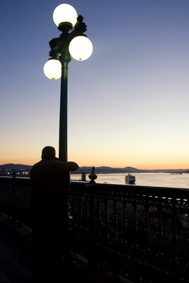 Mr. Martin hard at work at sunrise....