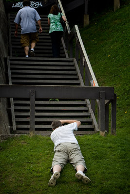I wondered if he was just taking pictures of stairs.....