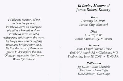 1949-2008

Funeral Notice for Jimmy Kimsey