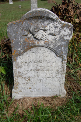Gravestone for, Matilda [MUNKERS] Stanton. Richard Mann, stepson of J.H. Stanton, took this photograph and owns the orginal copy.