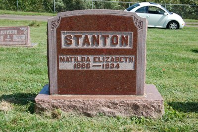 Matilda Elizabeth Stanton, (named after her two grandmothers, Matilda [Munkers] Stanton & Elizabeth Leek [Dobson] Kirkman), was the eighth child of eleven & the third daughter born to, David Atchison Stanton & his wife, Lucinda Asbarine [Kirkman] Stanton on, 06 May 1886, in Buchanan County, Missouri. She never married nor had any children. She died, 13 April 1934 in Faucett, Platte County, Missouri and is buried in the Stanton Family plot in the Faucett Cemetery, Faucett, Buchanan County, Missouri. 