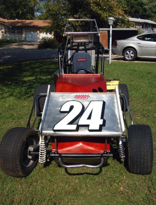 This little car will burn four or five gallons in an evening worth of racing. The front wing simply acts to help keep the car down, on the track where it belongs.