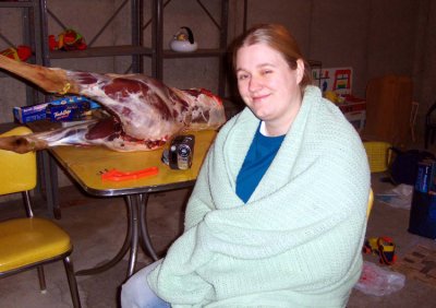 The true face of deer hunting. I begged my wife at this point to go on up to bed. She wouldn't. She demanded to hang with me until this buck was cleaned, dressed and in the freezer. She was also pregnant at the time. I love that woman of mine. 