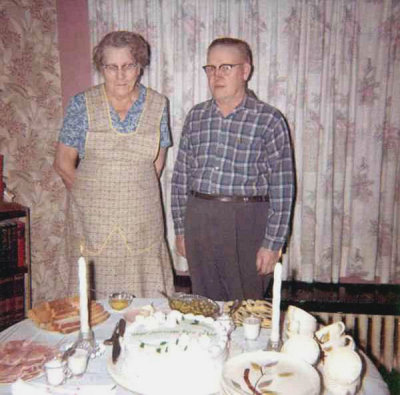 Shown above is the 50th wedding anniversary party for, Alma Alena [Johnson] Mattson, and her husband, George Emil Mattson. This scan is of poor quality & I'm sorry about that. I didn't have a very good scanner when I scanned these, and I do not own the originals