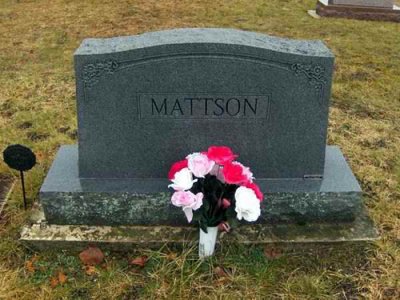 Above is the family gravestone for the Mattson family. It's located in Forest Home Cemetery, Newberry, Luce, MI. 