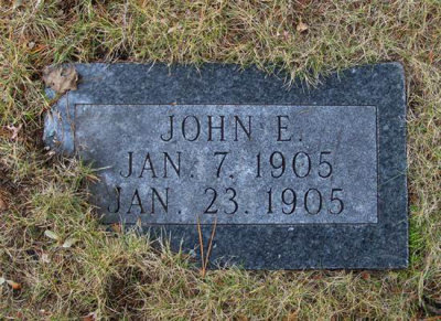 John E. Johnson was the third child & second son born to, Victor Charles Johnson and his wife, Amanda [Barnes] Johnson. He lived only two weeks & is buried in the Johnson Family Plot, Forest Home Cemetery, Newberry, Luce, MI. 
