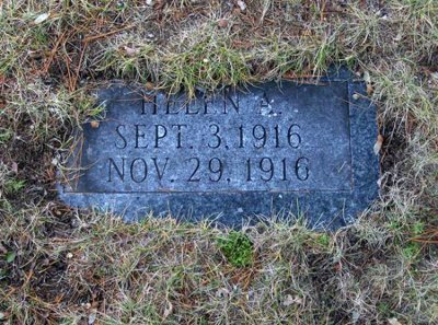 Helen A. Johnson was the eighth child of eleven & the fourth daughter born to, Victor Chares Johnson & his wife, Amanda [Barnes] Johnson. She died at two months old & is buried in the Johnson Family Plot, Forest Home Cemetery, Newberry, Luce, MI.
