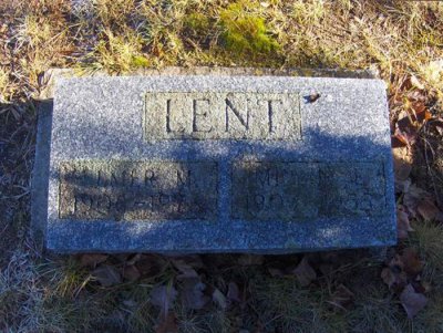 The gravestone marker for, Elmer Michael Lent & his wife, Minnie Florence [Mattson] Lent. 
