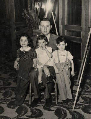 Grandfather Thomas Bolton with (L-R) my mom, Joyce; my aunt Babette, my  uncle Tommy