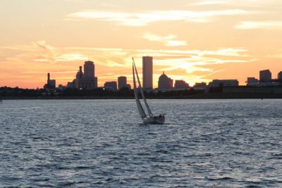 Sailboat at Sunset - Boston Harbor