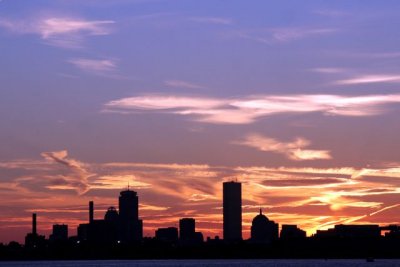Sunset Silhouette of Boston Skyline
